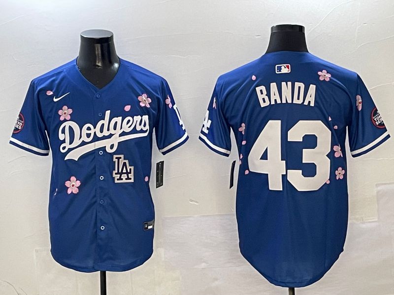 Men Los Angeles Dodgers #43 Banda Blue Sakura Edition 2025 Nike MLB Jersey style 9->los angeles dodgers->MLB Jersey